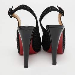 Christian Louboutin Black Suede Aicha Slingback Pumps Size 41