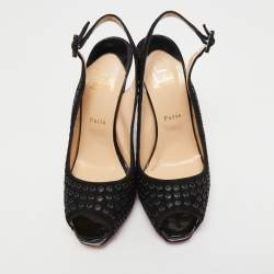 Christian Louboutin Black Suede Aicha Slingback Pumps Size 41