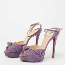 Christian Louboutin Purple Suede Greissimo Ankle Strap Sandals Size 40.5