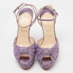 Christian Louboutin Purple Suede Greissimo Ankle Strap Sandals Size 40.5