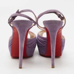 Christian Louboutin Purple Suede Greissimo Ankle Strap Sandals Size 40.5