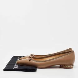 Pre Owned Christian Louboutin Brown Leather Solasofia Ballet Flats Size 38