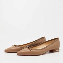 Pre Owned Christian Louboutin Brown Leather Solasofia Ballet Flats Size 38
