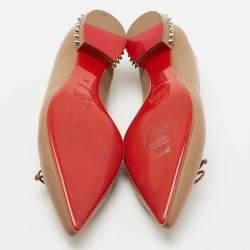 Pre Owned Christian Louboutin Brown Leather Solasofia Ballet Flats Size 38