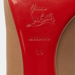 Pre Owned Christian Louboutin Brown Leather Solasofia Ballet Flats Size 38