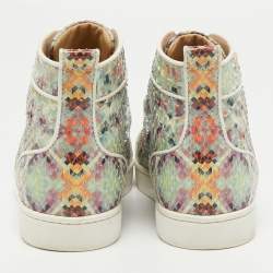 Christian Louboutin Multicolor Printed Python Louis Orlato High Top Sneakers Size 37