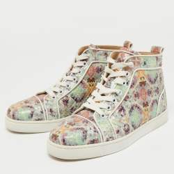 Christian Louboutin Multicolor Printed Python Louis Orlato High Top Sneakers Size 37
