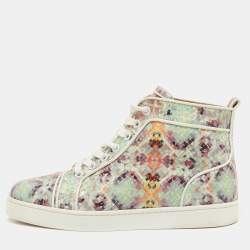 Christian Louboutin Multicolor Printed Python Louis Orlato High Top Sneakers Size 37
