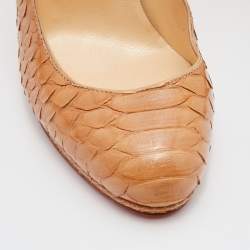 Christian Louboutin Beige Crystal Python Grapi Platform Pumps Size 38.5
