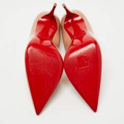 Pre Owned Christian Louboutin Beige Patent Kate Pumps Size 40