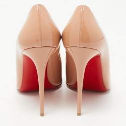 Pre Owned Christian Louboutin Beige Patent Kate Pumps Size 40