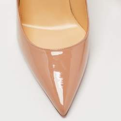 Pre Owned Christian Louboutin Beige Patent Kate Pumps Size 40