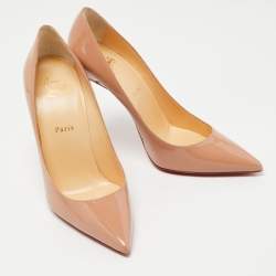Pre Owned Christian Louboutin Beige Patent Kate Pumps Size 40