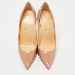 Pre Owned Christian Louboutin Beige Patent Kate Pumps Size 40