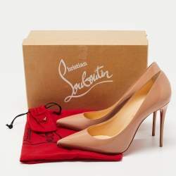 Pre Owned Christian Louboutin Beige Patent Kate Pumps Size 40