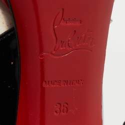 Pre Owned  Christian Louboutin Black Paten and PVC Engin Spikes 120 Pumps Size 36