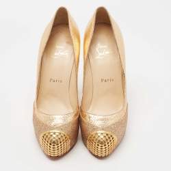 Christian Louboutin Maggie Glitter & Snakeskin Embossed Leather Platform Pumps Size 36.5