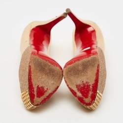 Christian Louboutin Maggie Glitter & Snakeskin Embossed Leather Platform Pumps Size 36.5