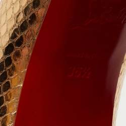 Christian Louboutin Maggie Glitter & Snakeskin Embossed Leather Platform Pumps Size 36.5