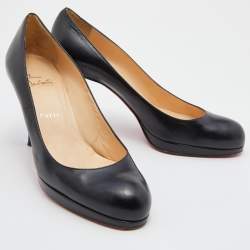 Pre Owned Christian Louboutin Black Leather New Simple Pumps Size 40