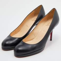 Pre Owned Christian Louboutin Black Leather New Simple Pumps Size 40