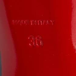 مملوكة مسبقًا Christian Louboutin Black/Gold Patent Leather Criss Cross Peep Toe Platform Sandals Size 36