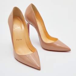 Pre Owned Christian Louboutin Beige Patent Leather So Kate Pumps Size 37