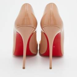 Pre Owned Christian Louboutin Beige Patent Leather So Kate Pumps Size 37