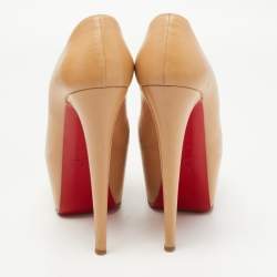 Pre Owned Christian Louboutin Beige Leather Daffodile Pumps Size 39.5