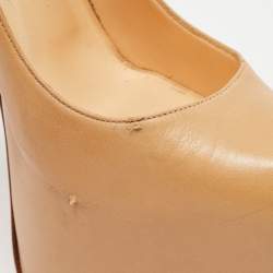 Pre Owned Christian Louboutin Beige Leather Daffodile Pumps Size 39.5
