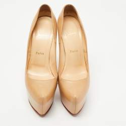 Pre Owned Christian Louboutin Beige Leather Daffodile Pumps Size 39.5