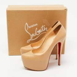Pre Owned Christian Louboutin Beige Leather Daffodile Pumps Size 39.5