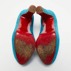 Christian Louboutin Blue Suede Bibi Platform Pumps Size 36