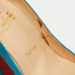Christian Louboutin Blue Suede Bibi Platform Pumps Size 36