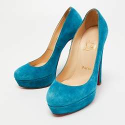 Christian Louboutin Blue Suede Bibi Platform Pumps Size 36