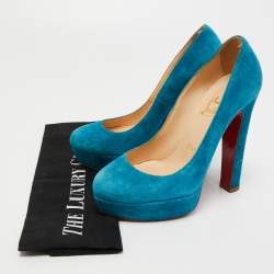 Christian Louboutin Blue Suede Bibi Platform Pumps Size 36