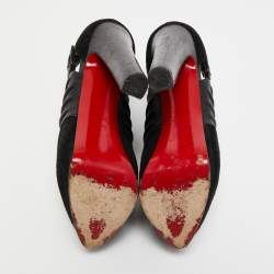 Pre Owned Christian Louboutin Black Suede and Leather Bye Bye Pumps Size 36