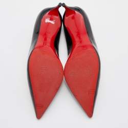 Pre Owned Christian Louboutin Black Patent Leather Kate Pointed Toe Pumps Size 37.5