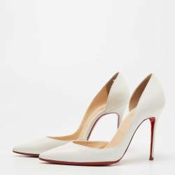 Pre Owned Christian Louboutin White Leather Iriza Pumps Size 37