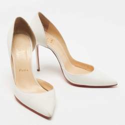 Pre Owned Christian Louboutin White Leather Iriza Pumps Size 37