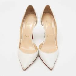 Pre Owned Christian Louboutin White Leather Iriza Pumps Size 37