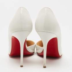 Pre Owned Christian Louboutin White Leather Iriza Pumps Size 37