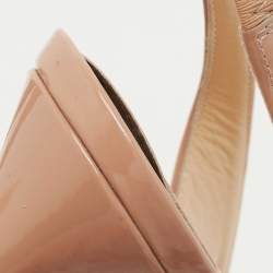 Pre Owned Christian Louboutin Beige Patent Leather Private Number Slingback Sandals Size 38.5
