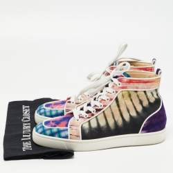 Christian Louboutin Multicolor Fabric Tie Dye High Top Sneakers Size 39.5