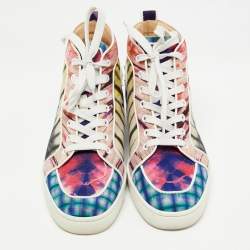 Christian Louboutin Multicolor Fabric Tie Dye High Top Sneakers Size 39.5