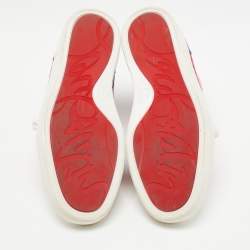 مملوكة مسبقًا Christian Louboutin Tricolor Patent Leather and Plaid Fabric Louis High Top Sneakers Size 40