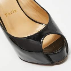 Pre Owned Christian Louboutin Black Patent Leather Private Number Sandals Size 37