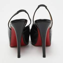 Pre Owned Christian Louboutin Black Patent Leather Private Number Sandals Size 37
