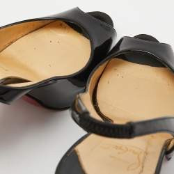 Pre Owned Christian Louboutin Black Patent Leather Private Number Sandals Size 37