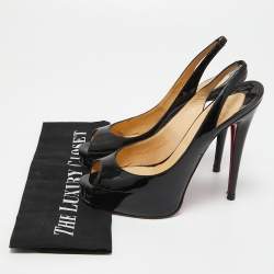 Pre Owned Christian Louboutin Black Patent Leather Private Number Sandals Size 37
